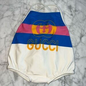 GUCCI BABY ONE PIECE LOGO SWIMSUIT 6/9M